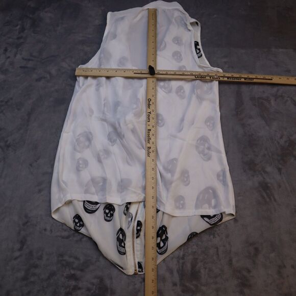 36 Point 5 Shirt Womens Medium Skull Lightweight Casual Open Front Cardigan Vest - Picture 4 of 12
